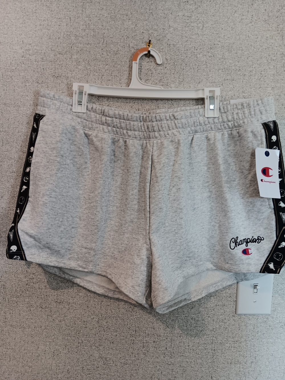 Champion Women's Heather Gray Athletic Lounge Shorts with Black Trim Size 1X